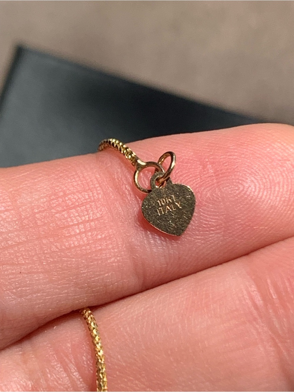 10k Gold Women's Necklace with adjustable sliding ball and Heart Tag - Picture 7 of 8